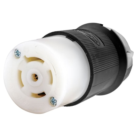 Hubbell Wiring Device-Kellems Locking Connector, L26-30R, 30 A, 240/415V AC, Three Phase, 4 Pole, Black, White HBL2803